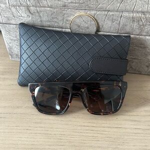 Bottega Veneta Tortoise Shell Sunglasses with Black Case